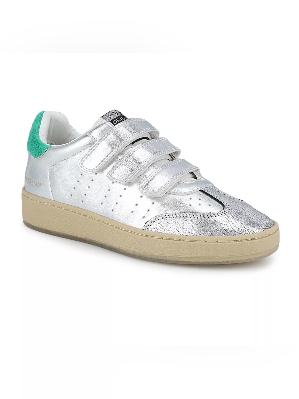 Vintage Havana Women’s Ease Sneakers Silver leather and Velcro straps Size 9